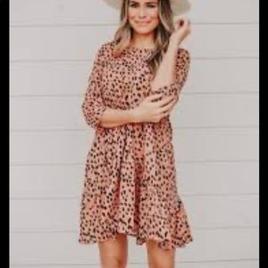dusty tan printed dress